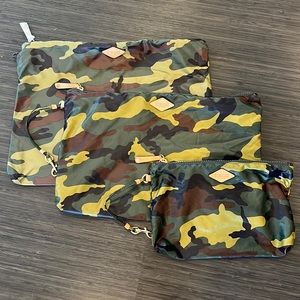 MZ Wallace Trio of Zip Pouches in Green Camo